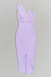 Women Sexy Strapless Violet Bandage Midi Dress