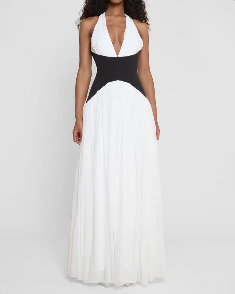 Fashion V-neck Contrast Dress