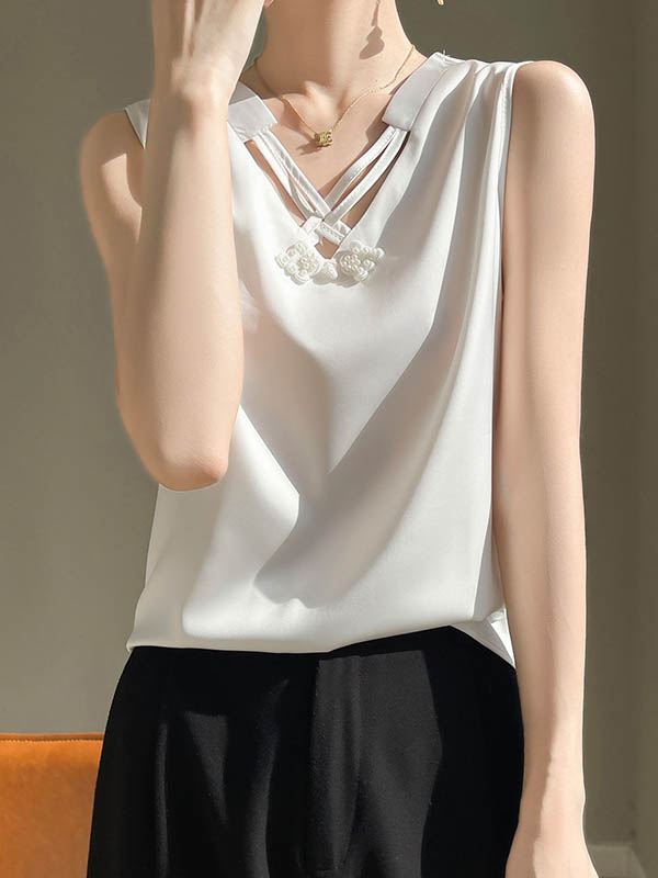 Loose Plus Size Solid Color V-Neck Vest Top