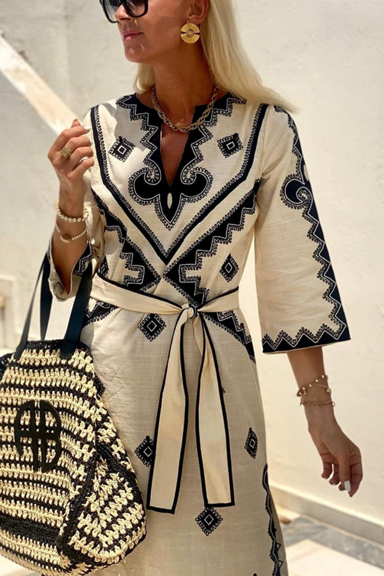 Baroque Border Printing Kaftan