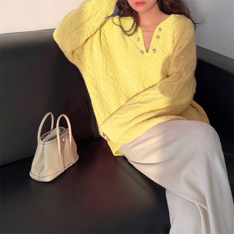 Barbie Pink Striped V-Neck Knit Sweater