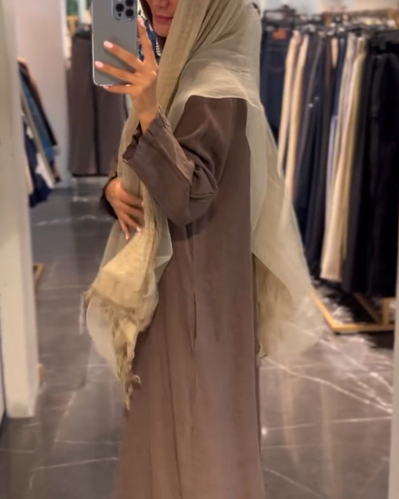 Casual Solid Color V-Neck Loose Dress