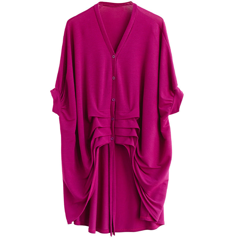 Niche Design Solid Color Mid-sleeve Outerwear