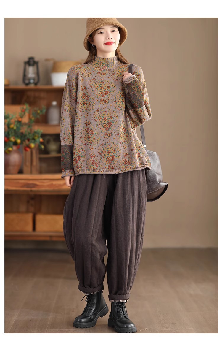 Vintage Cotton Thread Floral Knit Sweater