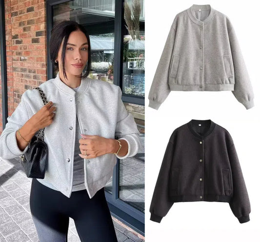 2024 autumn and winter new women's loose casual baseball uniform cardigan top jacket