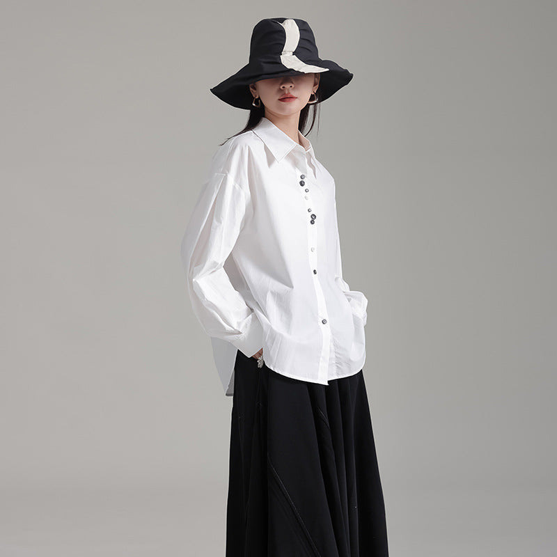 Classic Solid Color Bubble Sleeve Blouse