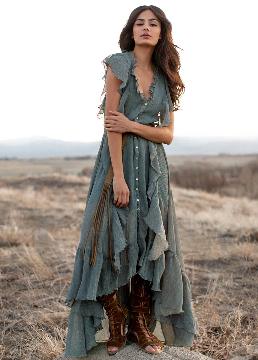 Vertical Ruffle Maxi Dress