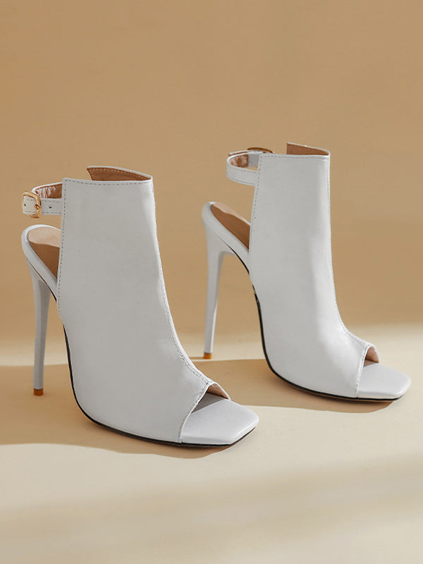 Belt Buckle Peep Toe Split-Joint Pumps Sandals