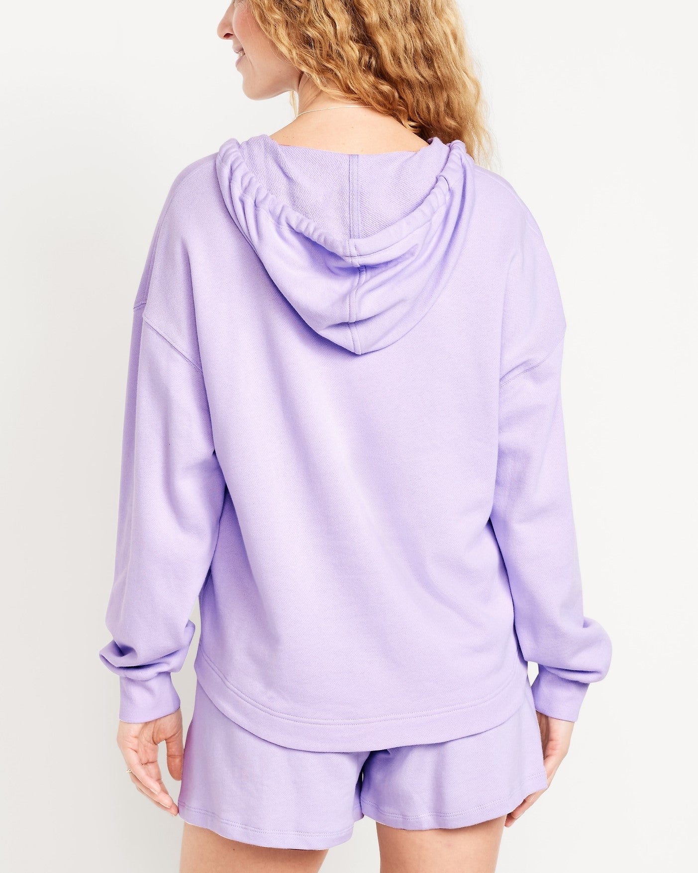 Oversized Drawstring V-Neck Hoodie Shorts Two-Piece Set With Pockets (Buy 2 Free Shipping)