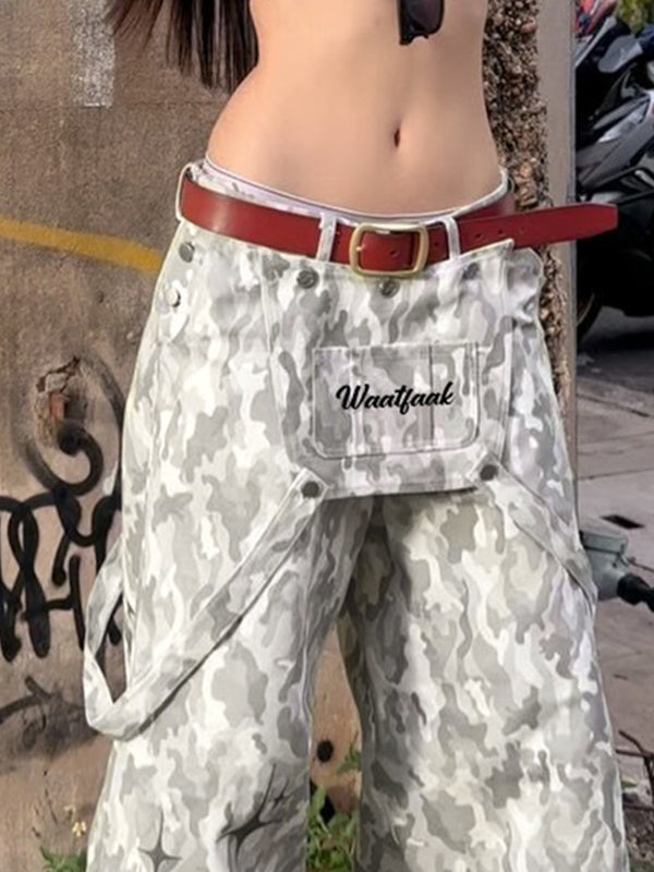 Loose Wide Leg Contrast Color No Belt Pants Trousers