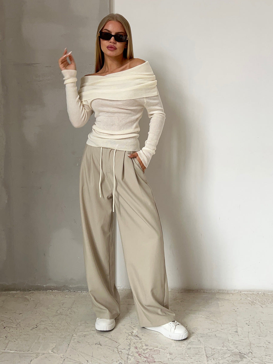 Simple Wool Knit Long Sleeve Blouse