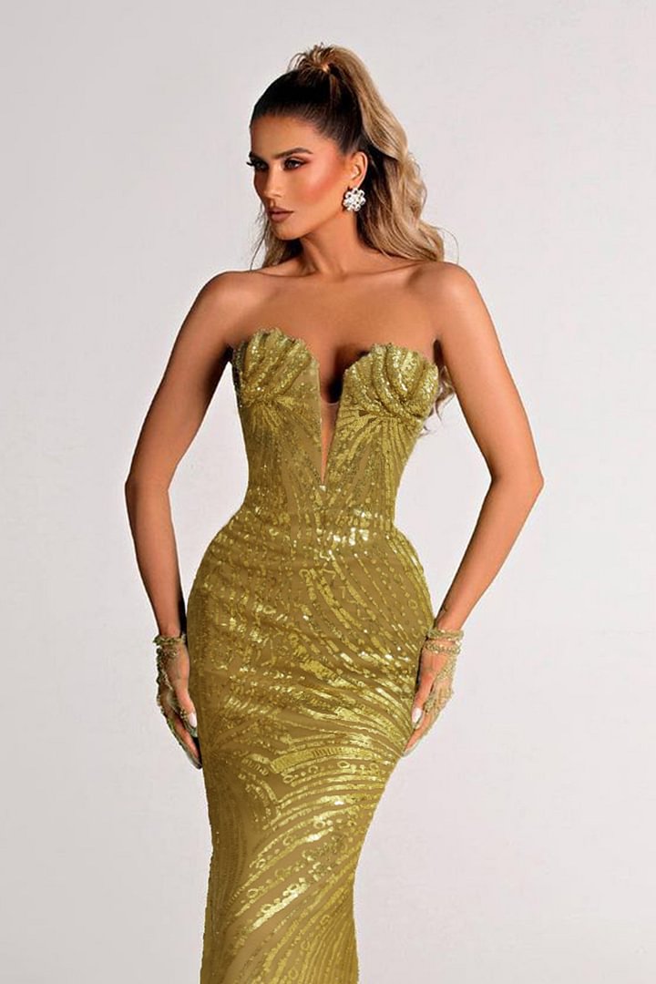 Taylor Sequined  Maxi Dress In Green
