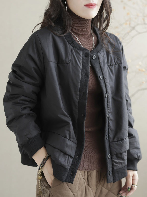 Classic Color Blocking Round Neck Jacket