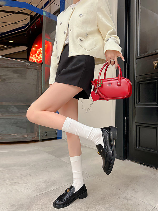 Belt Buckle Round-Toe Split-Joint Loafers