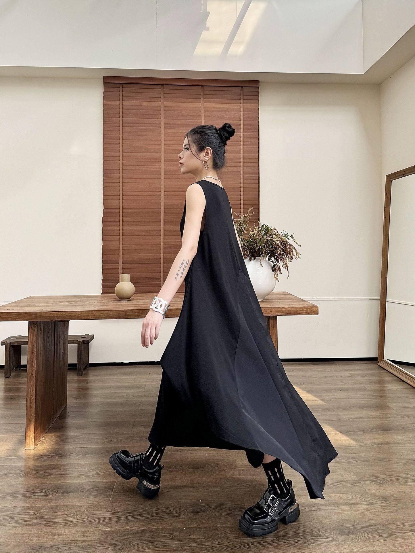 Dark Style Splicing Sleeveless Maxi Dress