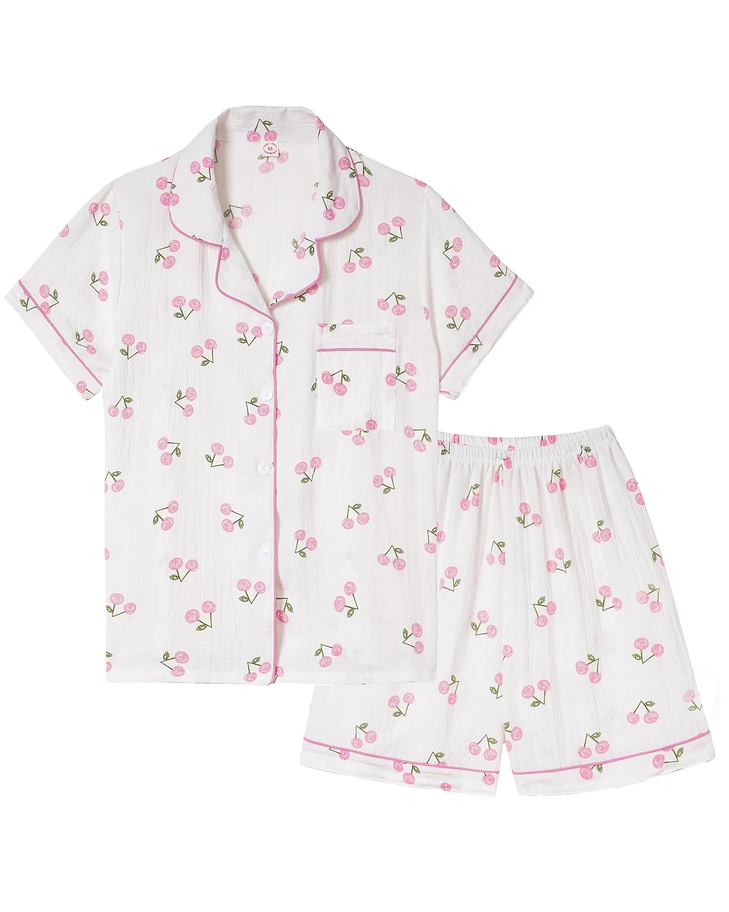 2025 Women's Button-Down Printed Pajamas Short Sleeve Shorts 2-Piece Set (Buy 2 Free Shipping)