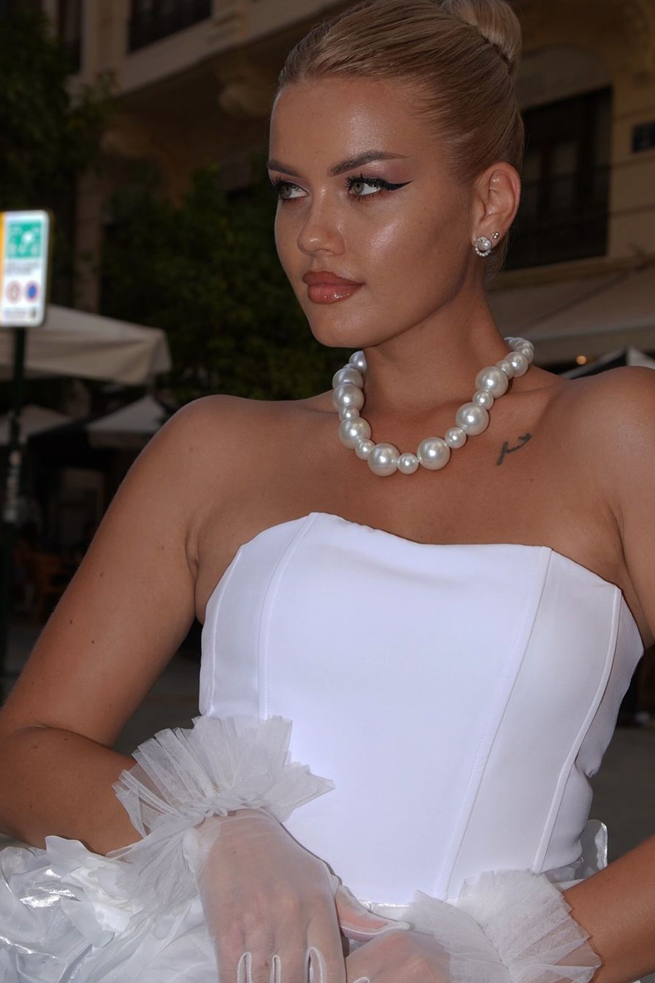 Liuba Castravet White Flower Mini Dress