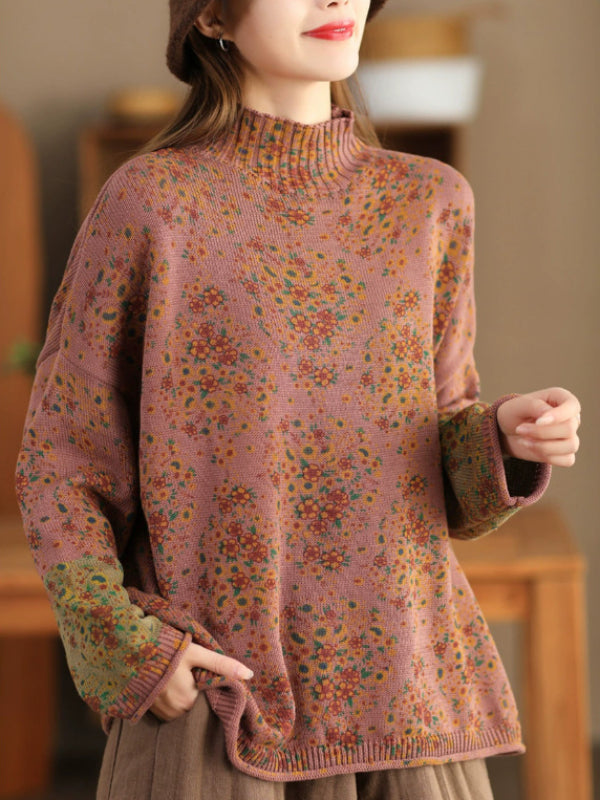 Vintage Cotton Thread Floral Knit Sweater