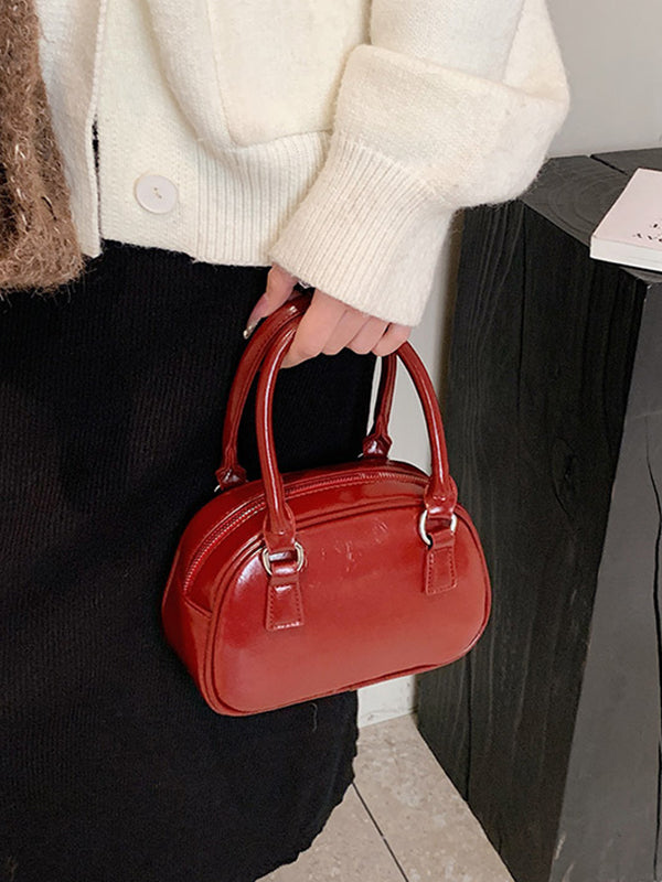 Geometric Solid Color Zipper Crossbody Bags Handbags