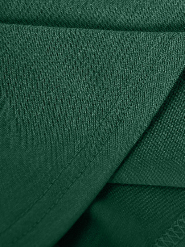 Loose Short Sleeves Pleated Solid Color Round-Neck T-Shirts Tops