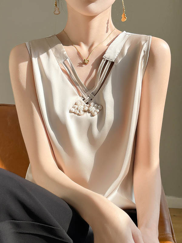 Loose Plus Size Solid Color V-Neck Vest Top