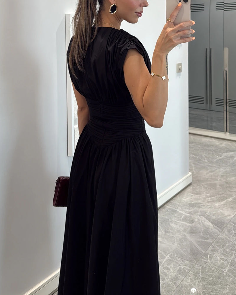 Fashion Solid Color Pleated Dress