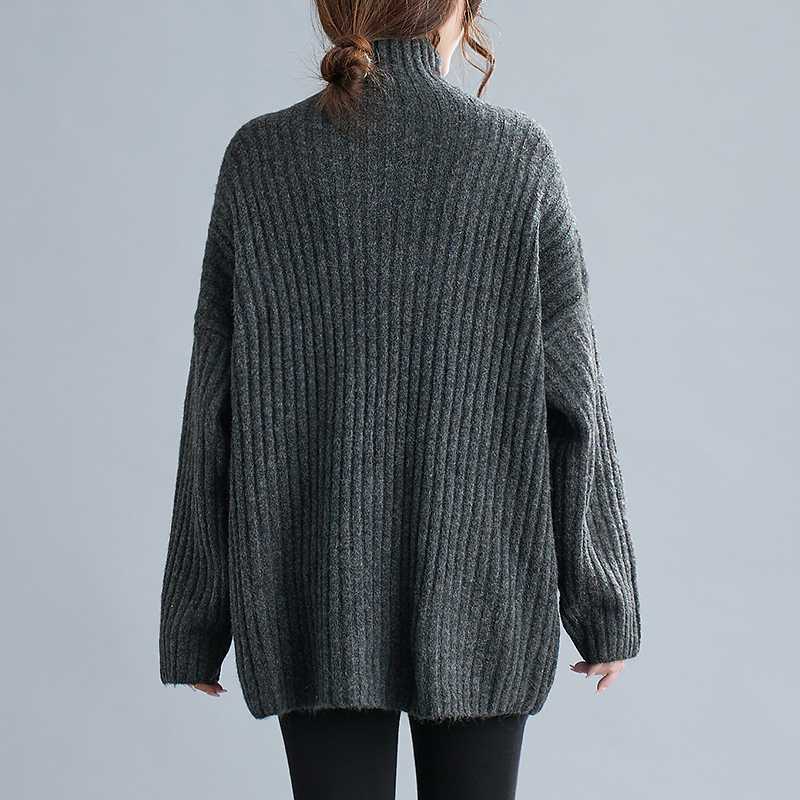 Literary Knit Vertical Stripe Turtleneck Sweater
