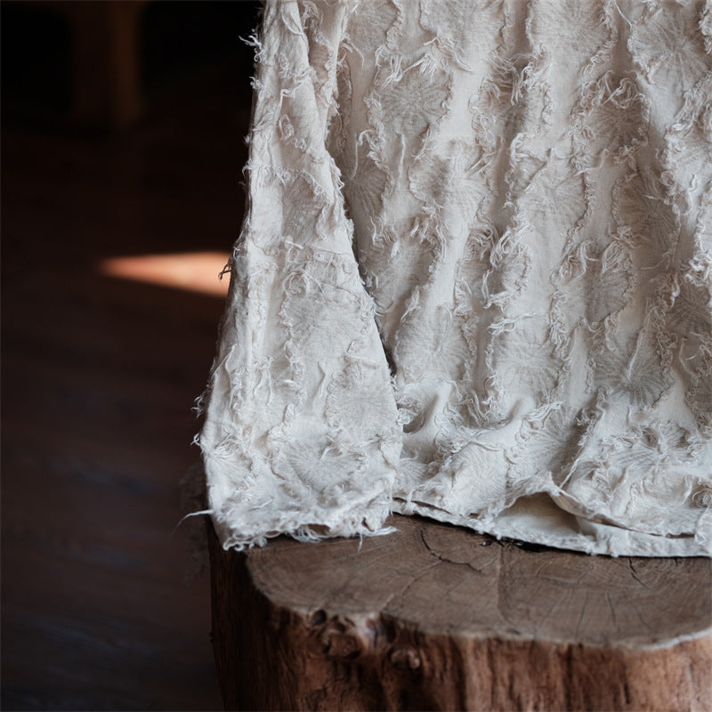 Versatile Cotton Linen Tassel Long Sleeve Blouse