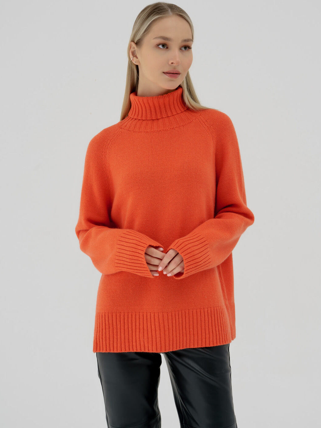 Turtleneck sweater autumn and winter elegant commuter solid color raglan sleeve women's knitted blouse