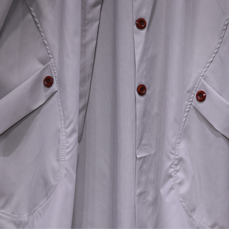 Niche Personality Solid Color Lapel Long Coat