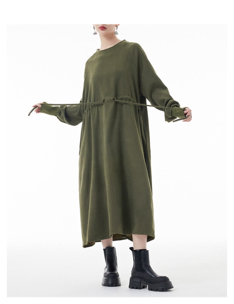 Personalized Tight Waist Long Sleeve Midi Dress