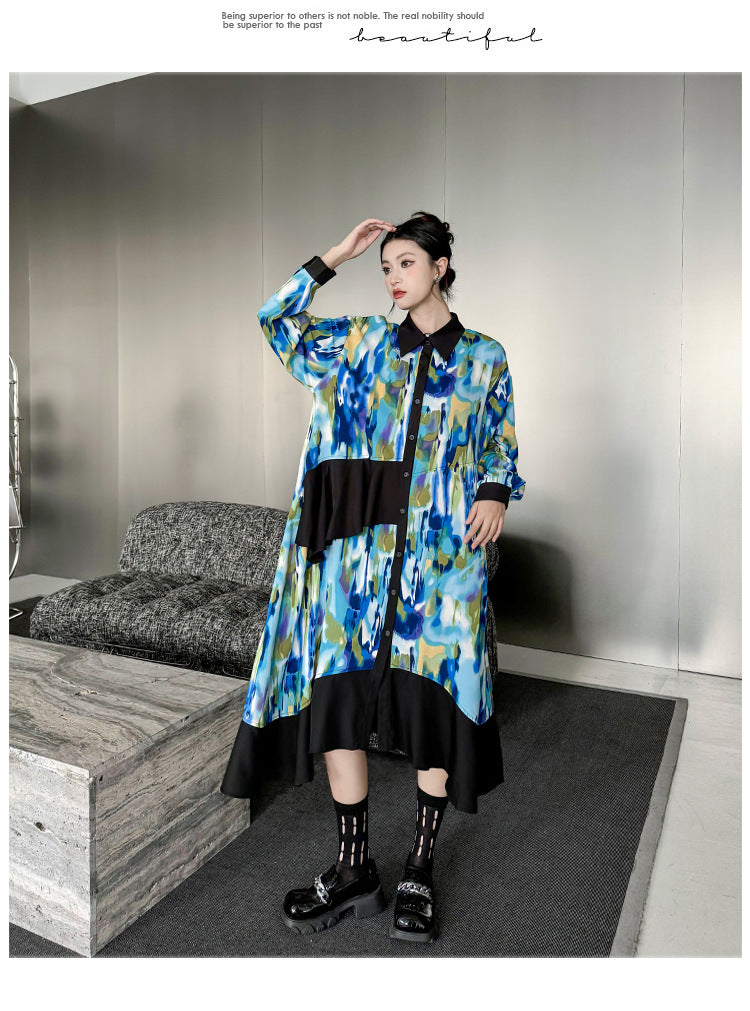 Personalized Printed Splicing Maxi Dress