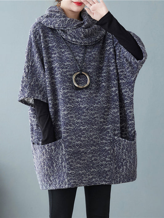 Loose Knitted Large Pocket Turtleneck Sweater