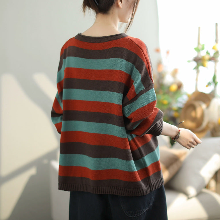 Casual Striped Round Neck Sweater