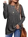 Fantaslook Long Sleeve Shirts for Women Crew Neck Casual Tunic Tops Lightweight Pullover