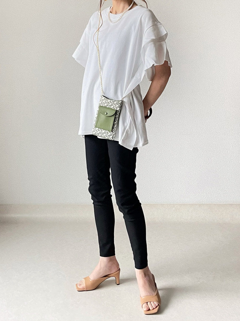 Simple Solid Color Wave Sleeve T-shirt