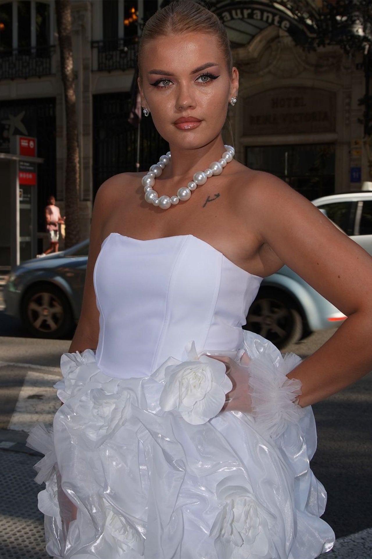 Liuba Castravet White Flower Mini Dress