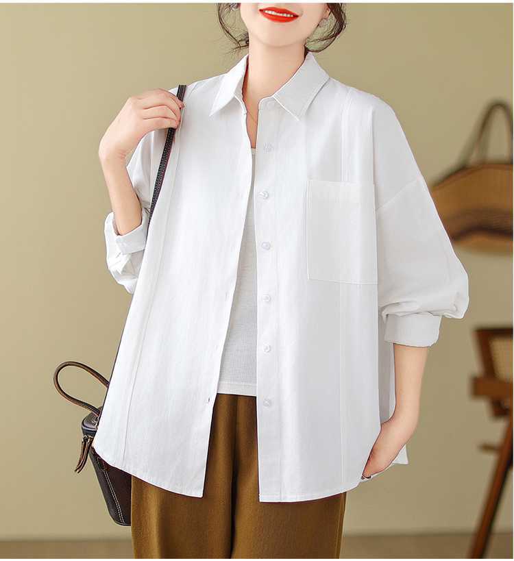 Literary Solid Color Long Sleeve Shirt