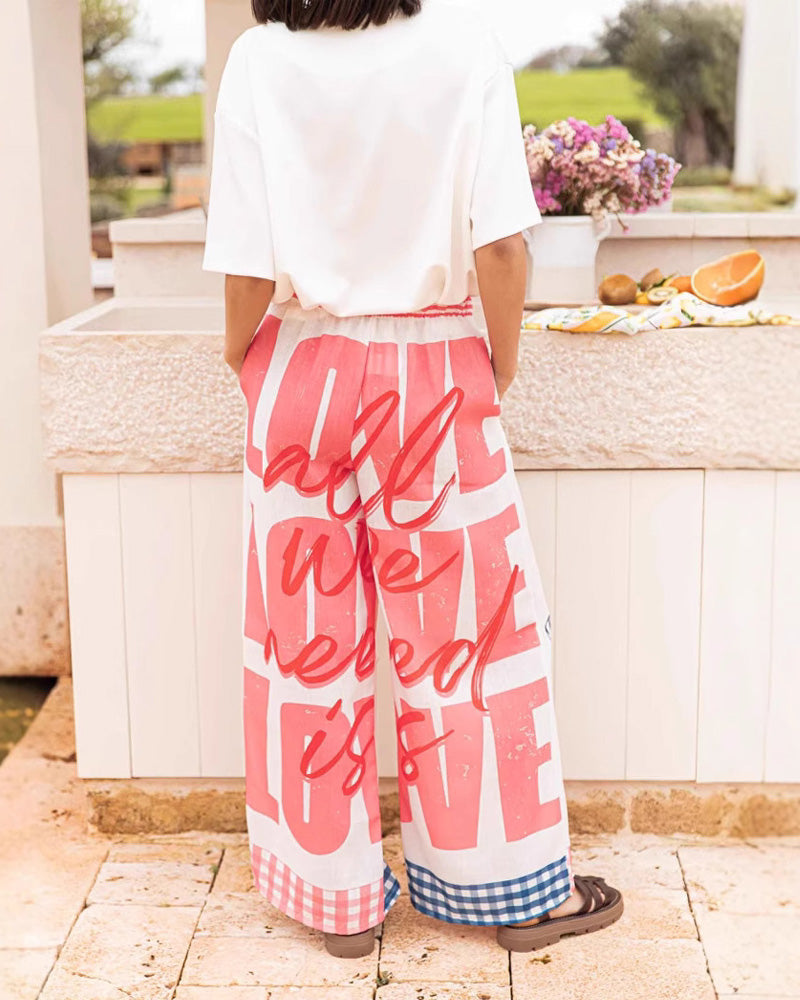 Casual Graffiti Print Straight Leg Pants