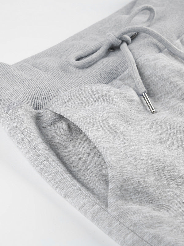 Flared Pants Loose Drawstring Pockets Solid Color Pants Trousers