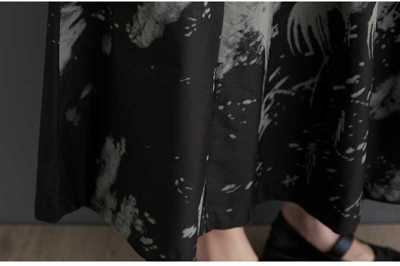 Colorblocked Ink Print Sleeveless A-Line Dress