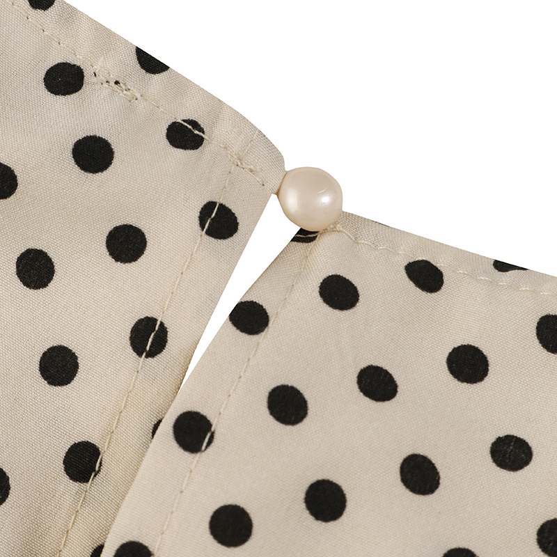Vintage Polka-Dot Long Sleeve Round Neck Maxi Dress