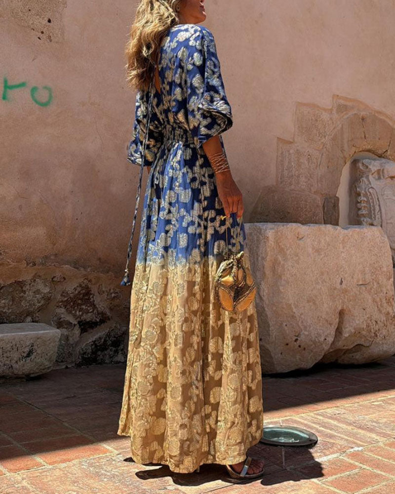 V-neck open back wide-leg jumpsuit