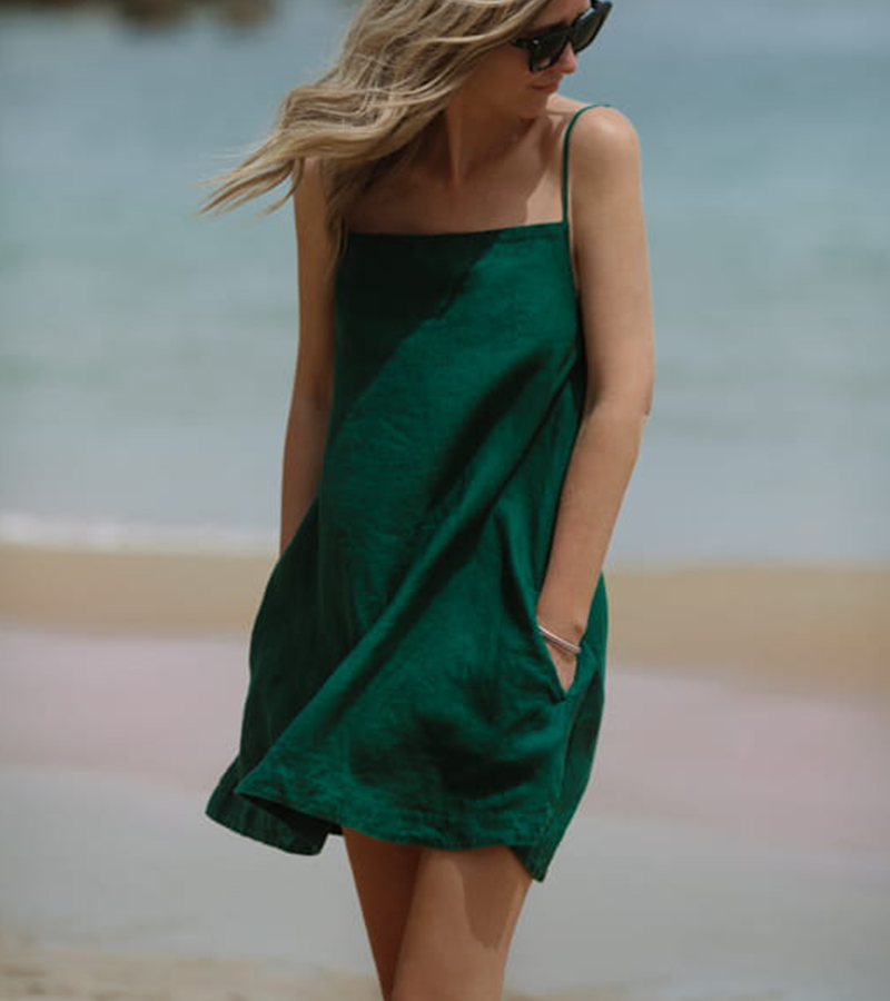 Classic A-Line  Mini Linen Slip Dress