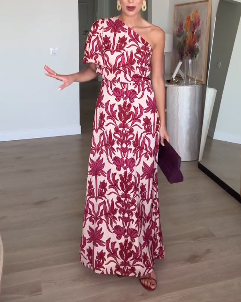 Elegant Holiday Print Dress