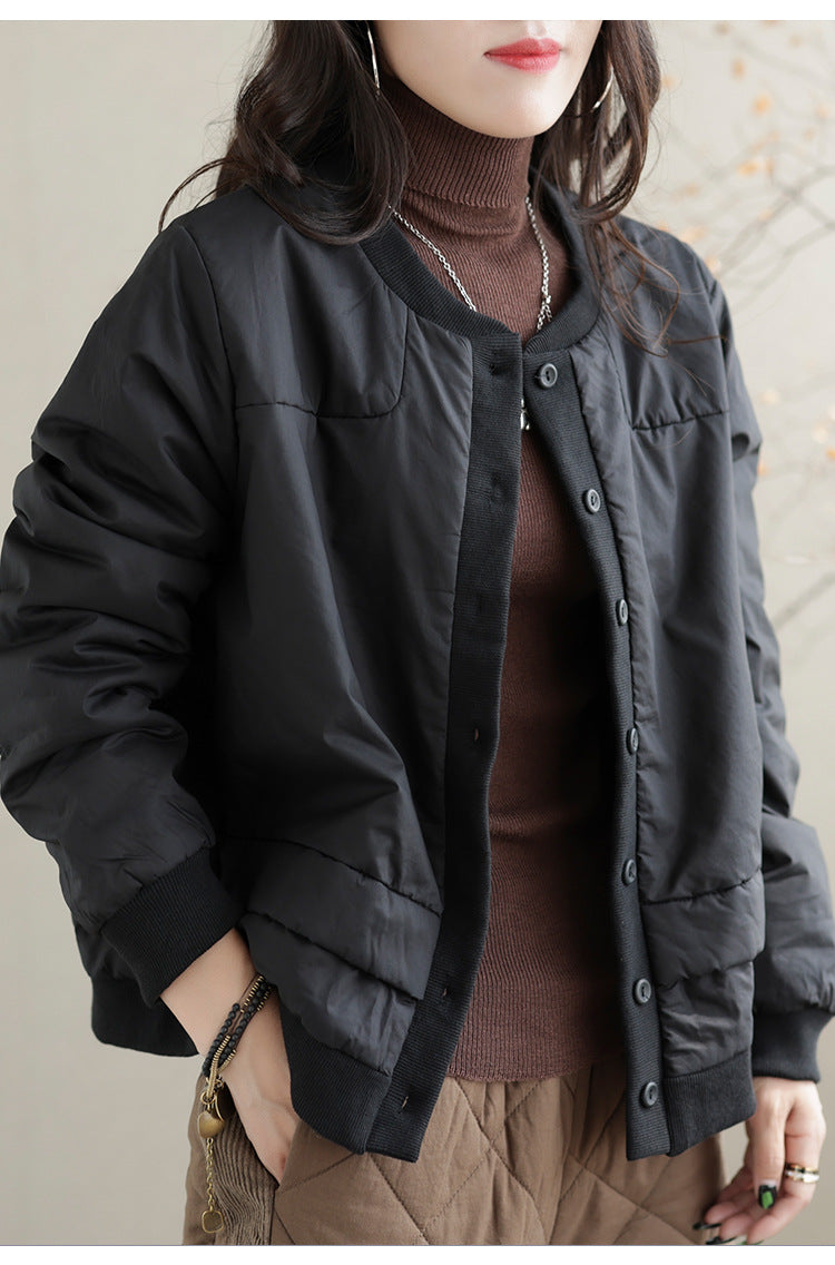 Classic Color Blocking Round Neck Jacket