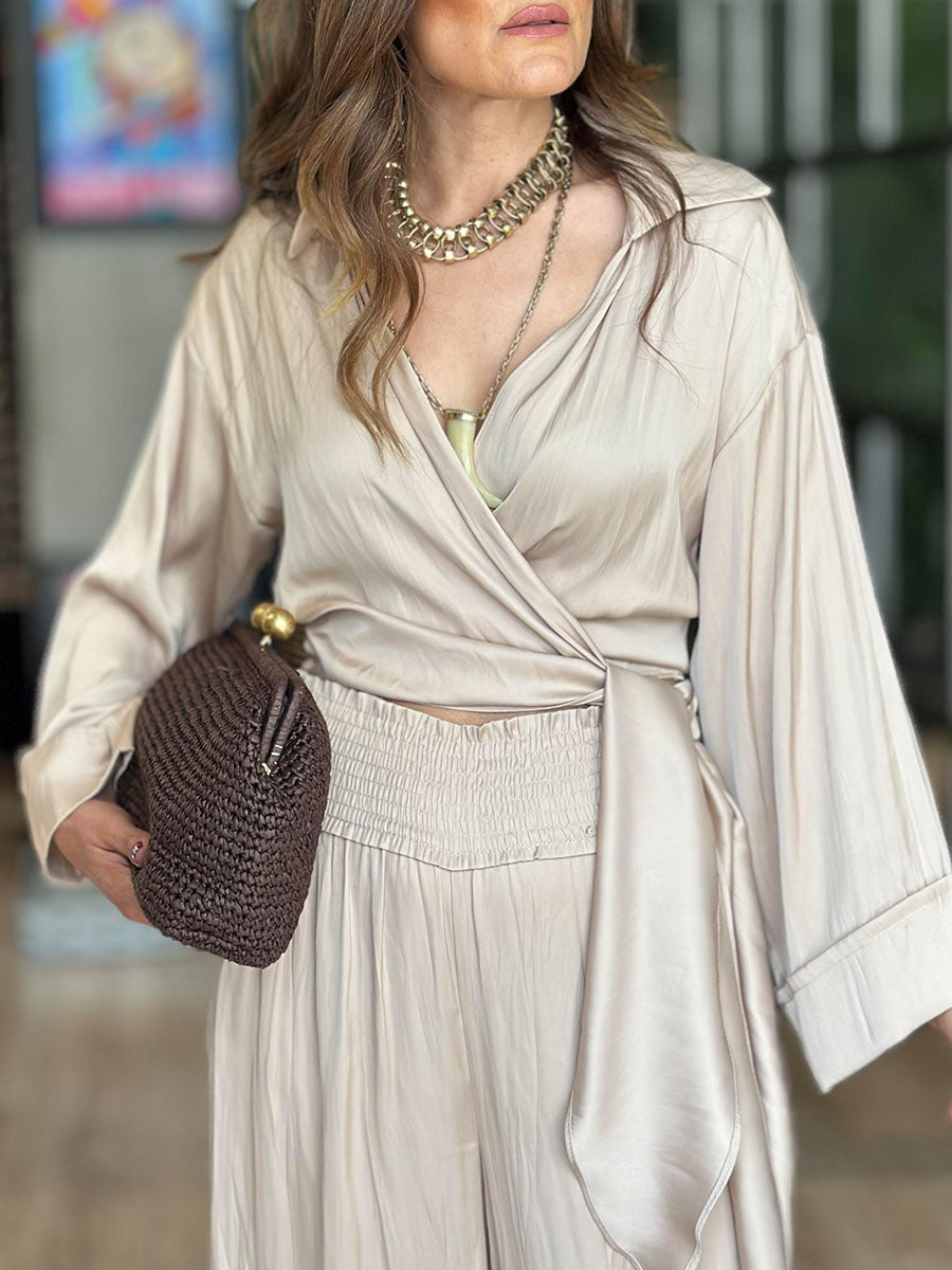 Lace-up comfort two-piece set