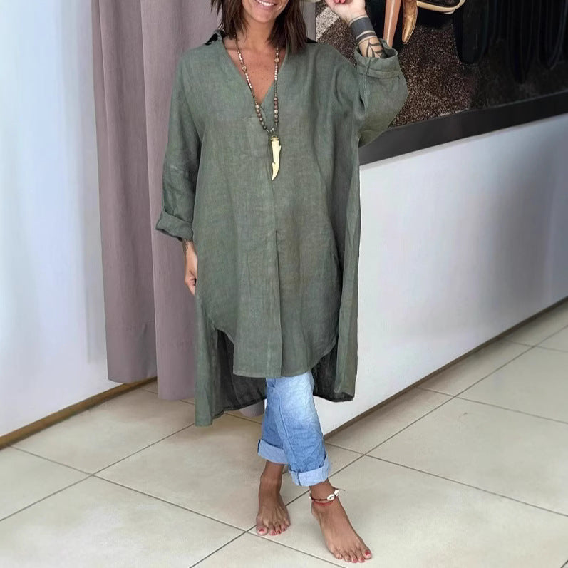 Casual Long Cotton Shirt Dress