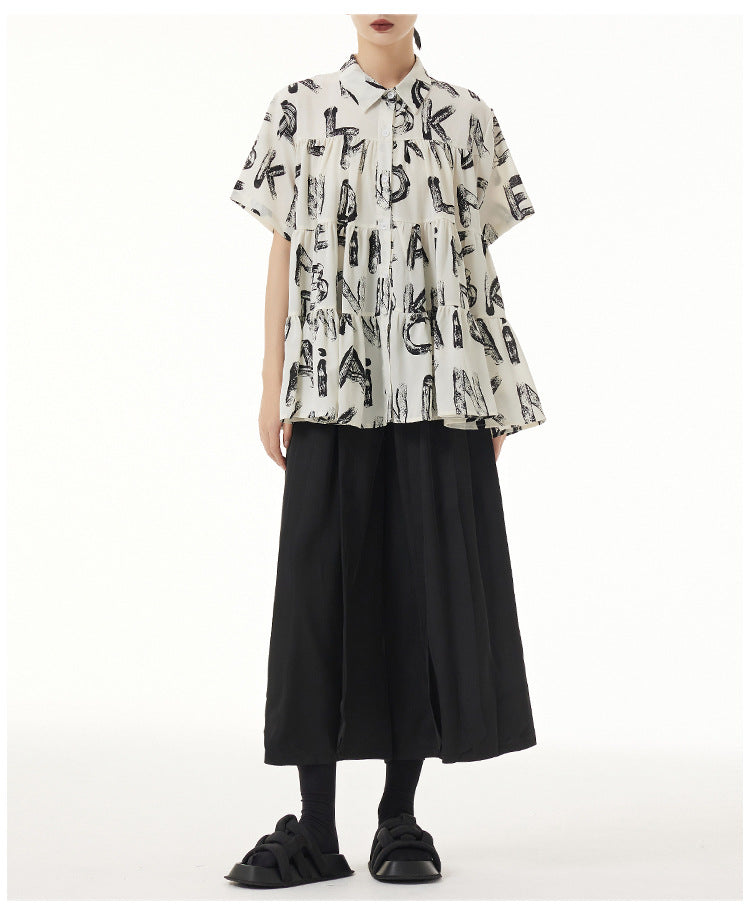 Casual Alphabet Print Short Sleeve Shirt