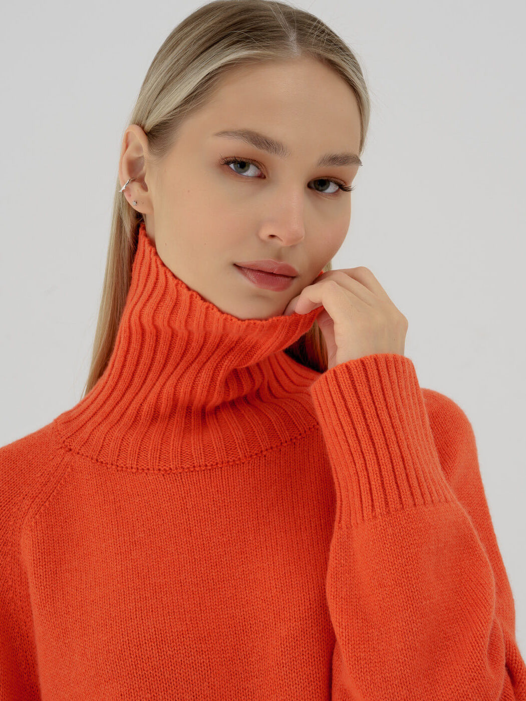 Turtleneck sweater autumn and winter elegant commuter solid color raglan sleeve women's knitted blouse
